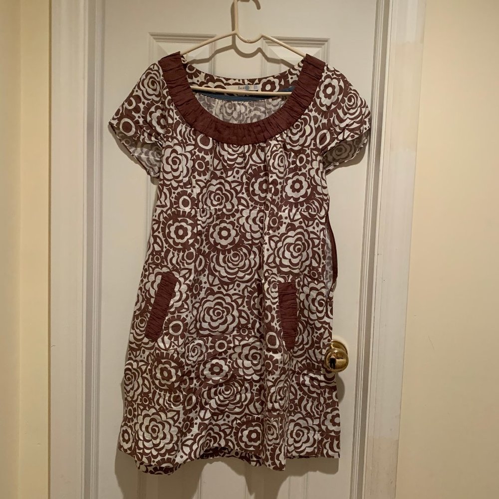 Boden brown flowered dress in Sz 10
